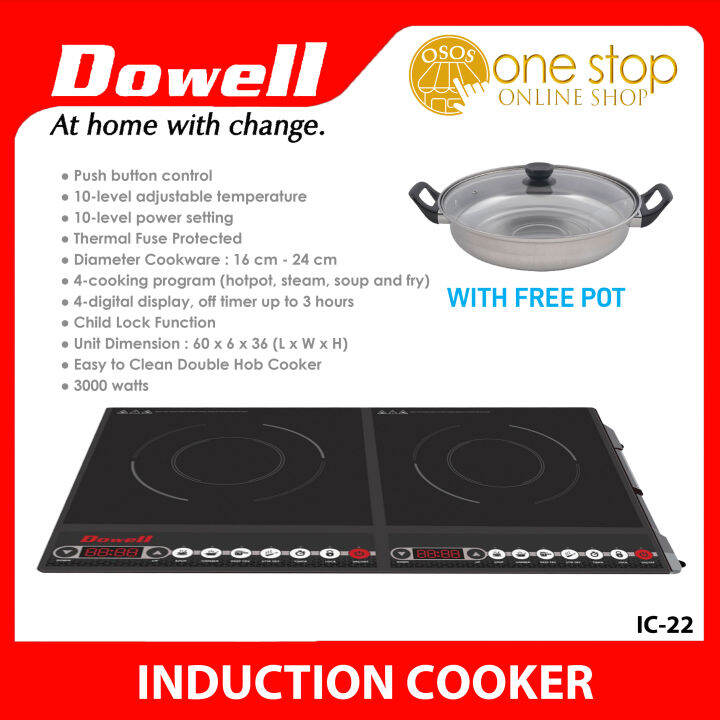 Dowell Original Dual Hobs Induction Cooker with 10 Level Temperature IC22 •OSOS• Lazada PH