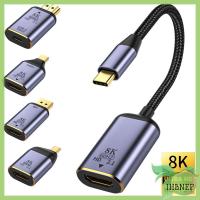 IHBNEP อะแดปเตอร์แบบพกพา Thunder-Bolt 4 8K 60Hz ใช้ได้กับ Mini DP HDMI ตัวแปลงวิดีโอตัวผู้กับตัวเมีย USB Type-C ถึง HDMI-Compatible