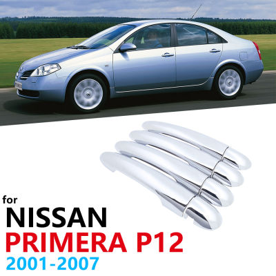 for Nissan Primera P12 20012002 2003 2004 2005 2006 2007 Chrome Exterior Trim Set 4Door Handle Cover Car Accessories Stickers