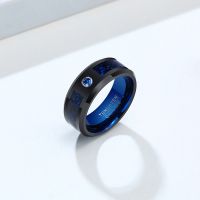 Fashion Mens Blue Tungsten Carbide Ring Inlaid Blue Stone Black Dragon 8mm Width 2.3MM Thick Rings for Wedding Jewelry Gift