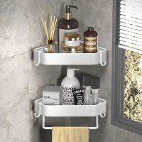 Black Bathroom Shelf With Sticker Drain Shelves Organizer Corner Shampoo Towel Shelf Punch-free Shampoo Holder Storage Rack