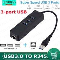 Adaptor Ethernet USB 3.0 10/100Mbps 3 port USB 3.0 HUB USB ke Rj45 Lan kartu jaringan untuk Macbook Mac Desktop