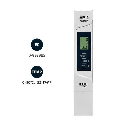 AP-2เครื่องวัดค่าการนำไฟฟ้า EC/Temp,0 ~ 9999 Μs/-ความแม่นยำของ2%,เครื่องทดสอบน้ำสำหรับดื่มน้ำ,ตู้ปลา,ตู้ปลา,สระน้ำ