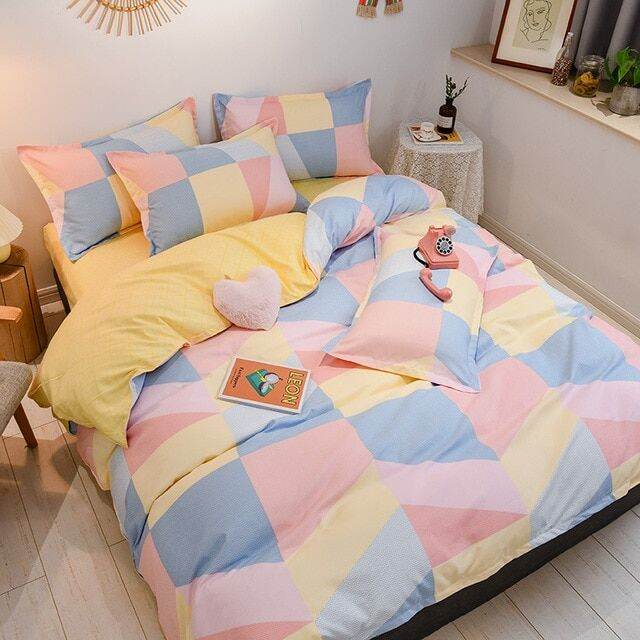 ALL ON DEALS Hotel Quality 4 in 1 Bedsheet Set in Macaron Color Print