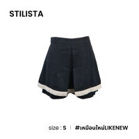 Stilista กางเกงขาสั้นมีเลเยอร์ผ้าเลื่อม D038-23