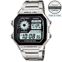 Time&amp;Time CASIO Standard นาฬิกาข้อมือผู้ชาย สีเงิน/ดำ สายสแตนเลส รุ่น AE-1200WHD-1AVDF