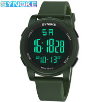 Synoke นาฬิกาข้อมือผู้ชาย,Jam Tangan Digital Led ซิลิโคนนาฬิกากีฬาทหารมัลติฟังก์ชั่