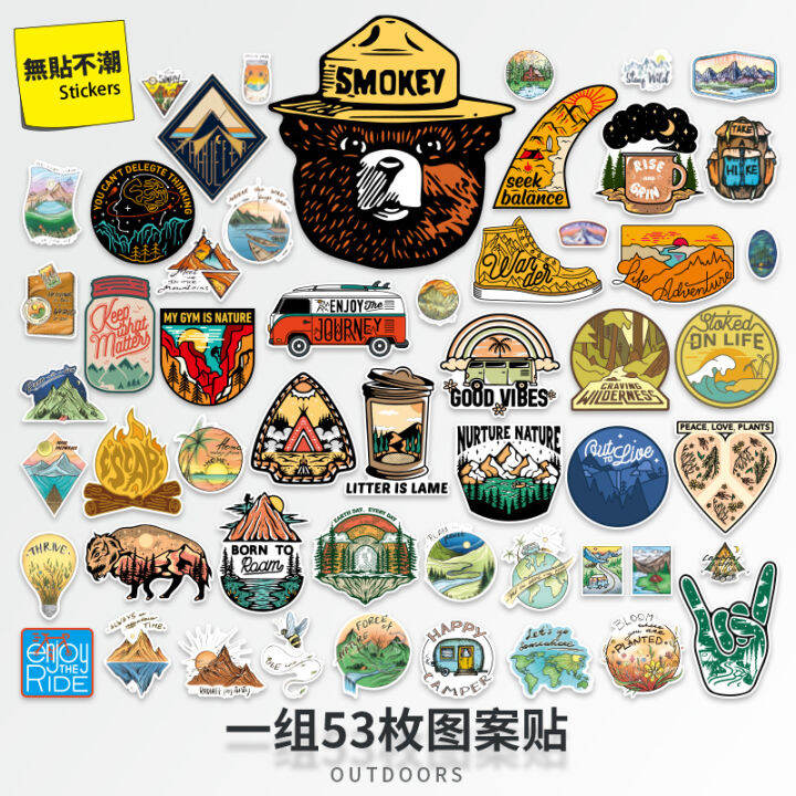 [stickers] 53 pieces/set large outdoor suitcase stickers camping