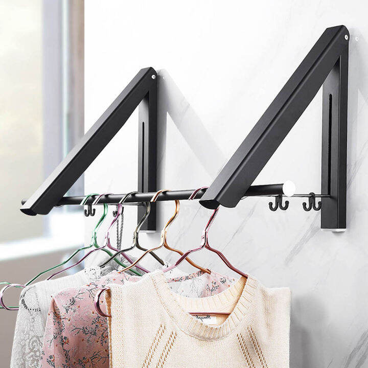 Aluminum Foldable Wall Clothes Hanger，Wall Mounted Retractable Clothes