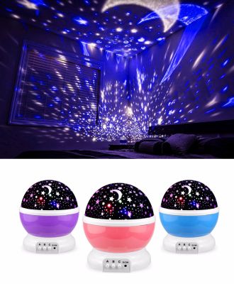 3power ways Romantic Rotating Spin Night Light Projector Sky Star Moon Master USB Lamp Led Project For Kids Baby Sleep Lighting