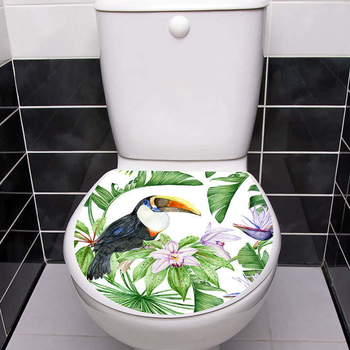 สติกเกอร์ติดฝาครอบกระทะแท่น-wc-สติกเกอร์ติดห้องน้ำม้านั่งสำหรับห้องน้ำการตกแต่งบ้านตกแต่งห้องน้ำ3d-พิมพ์ลายดอกไม้