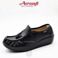 ▥ Aerosoft รองเท้าพยาบาล รองเท้าหนัง รุ่น NW9091 สีขาว สีดำ [รองเท้าเพื่อสุขภาพ Arch support พื้นนุ่มพิเศษ]#886TH