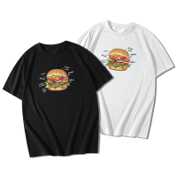 เสื้อยืด "BURGER Delicious" เสื้อยืดคอกลม เสื้อยืดแขนสั้น Cotton 100% _สีดำ สีขาว