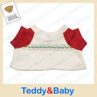 Teddy House : ชุดตุ๊กตา เสื้อผ้าฟุปักหน้าอก [ขาว] ขนาด 14 นิ้ว