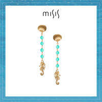 OR09647TU [มิสซิส] ต่างหูรูปเปลือกหอยประดับเทอร์ควอยส์งานเงินชุบทอง - [miSiS] Ama Earrings in 18kt Gold plated sterling silver