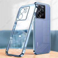 เคสโทรศัพท์โปร่งใสสำหรับ Xiaomi 13T/13T Pro Electroplate Edge ฝาครอบซิลิโคนอ่อนชัดเจนป้องกันกล้องกรอบด้านหลัง