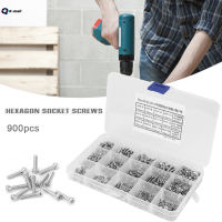 K-Mal 900Pcs M2/M2.5/M3ชุดสกรู304สแตนเลสฝาสูบ Hexagon Socket Nut Eye แว่นตาชุดสกรู Drywall สกรูคอนกรีต Rc รถสกรูสำหรับเด็กป้ายทะเบียนสกรูชัตเตอร์สกรู Anchors Screw สกรูยึดป้ายทะเบียน