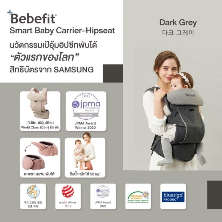 bebefit-signature7-smart-baby-carrier-เป้อุ้ม-ฮิปซีทแบบพับได้จากเกาหลี-เป้อุ้มรางวัลการออกแบบระดับโลก