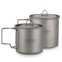 LIXADA Camping Mug Titanium Cup Tourist Tableware Picnic Utensils Outdoor Kitchen Equipment Travel Cooking Set Cookware Hiking