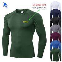 Customize Print Compression Shirts Men Rashguard Fitness Long Sleeves Running T-Shirt Gym Football Jersey Sportswear Top Tees