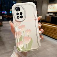 เคสสำหรับ Xiaomi POCO X4 NFC Redmi NOTE 11 PRO + 5G ลายดอกทิวลิปเวฟไอศกรีมสาวน่ารักเคสเคสโทรศัพท์นิ่ม