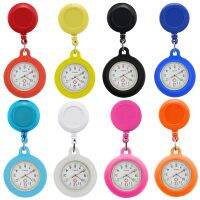 Colourful Blank Badge Reel Retractable Nurse Doctor Silicone Pocket Watch Fashion Hospital Hang Clips Quartz Gift Watches Clock