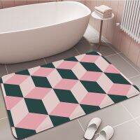 Pink And Grey Wallpaper  Printed Flannel Floor Mat Bathroom Decor Carpet Non-Slip For Living Room Kitchen welcome Doormat