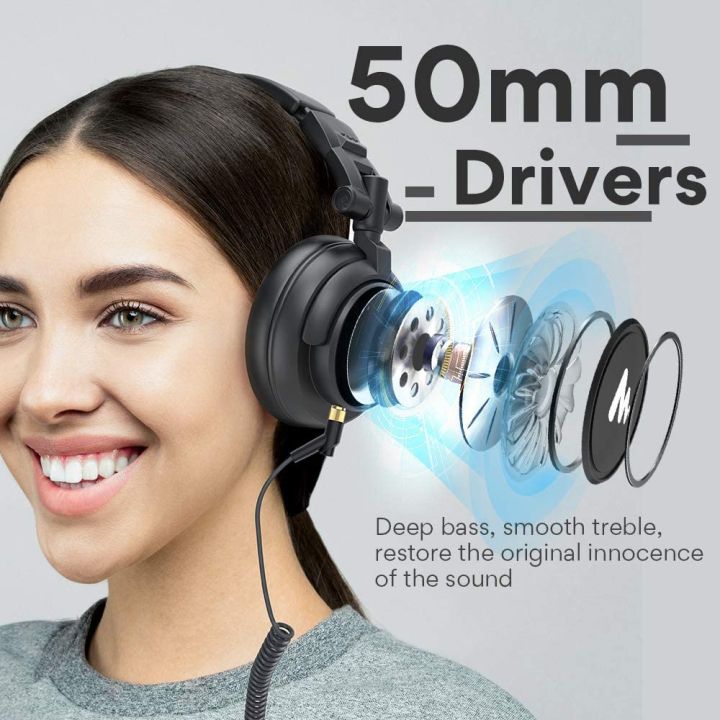 maono-professional-dj-studio-monitor-headphones-over-ear-and-detachable-plug-amp-cable-with-50mm-driver-for-dj-studio-a-au-mh601