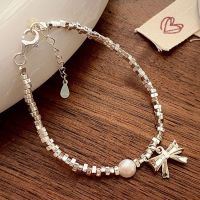 Original S925 Sterling Silver Broken Silver Pearl Bracelet Girls Bowknot Jewelry Girls Student Gifts Ins Niche Design