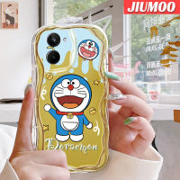 เคส JIUMOO สำหรับ Realme 10เคสการ์ตูนแฮปปี้โดราเอมอนเนื้อครีมขอบคลื่นเคสมือถือกันกระแทกแบบใสนิ่มเคสโปร่งใสลายกล้องถ่ายรูปสร้างสรรค์เรียบง่ายฝาครอบป้องกันอ่อนโยน