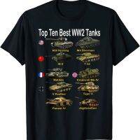 สิบอันดับแรก WW2ถังเชอร์แมนเสือดำเสือดำเสือ T-34คุณภาพสูง2023เสื้อยืดแขนลำลองขาสั้นคอกลมแฟชั่นพิมพ์ลาย100% เสื้อฤดูร้อนใหม่คอกลมเสื้อคอกลม