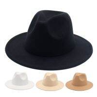 Formal Dress Jazz Hats For Men Classic Vintage Unisex British Style Solid Felt Hats Imitation Wool Black Fedora Hats For Women