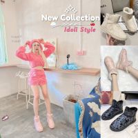 Idoli style รองเท้าบูทแนวเกาหลี รองเท้าหุ้มข้อ พร้อมส่งในไทย