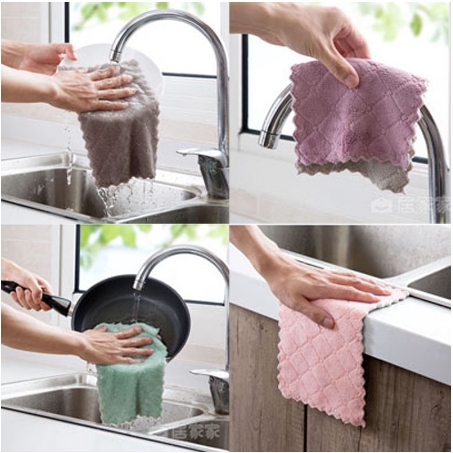TMOS Multipurpose Cleaning Towel Microfiber Cloth Cleaning Cloth Kai Dapur Kitchen Cloth Kai Dapur Lap Meja Kitchen Accessories Multipurpose Double layered cloth tablecloth in stock