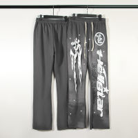 ใหม่ Hellstar Studios กางเกงผู้ชายผู้หญิง Vintage Hellstar กางเกง High Street Sweatpants Terry Flame Flare กางเกง