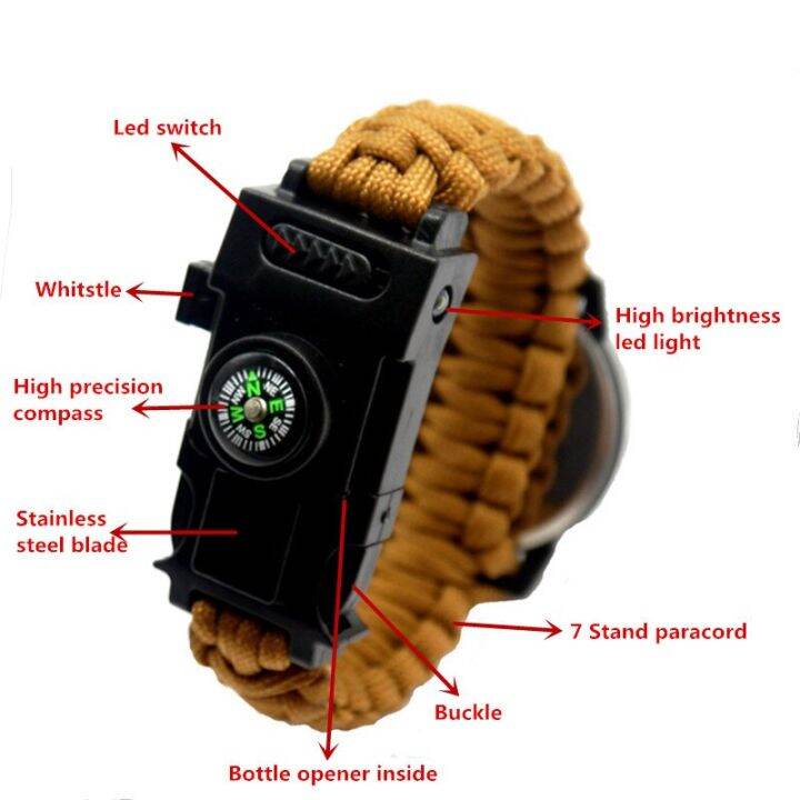 outdoor-multifunction-camping-survival-watch-tools-with-led-light-550ibs-paracord-compass-whistle-reflector-survival-kits