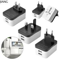 JIANG 1pc พอร์ต USB 2พอร์ต เครื่องชาร์จไฟ เต้ารับติดผนัง ขั้วต่อเต้าเสียบ ตัวแปลงสากล UK EU US เป็นสากล อะแดปเตอร์เดินทาง ปลั๊กซ็อกเก็ต