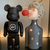 Bearbrick รุนแรงหมี400% Bearbrick ทองและเงินสีดำสายฟ้ากล่องอะคริลิตกแต่งอินเทรนด์ของเล่นตุ๊กตา