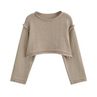 ㍿ UNIZERA2023 New Womens Fashion Loose Round Neck Sleeve Sweater Knit Top
