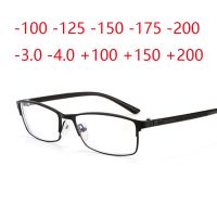 -1 -1.25 -1.5 -1.75 -2 -2.25 -2.5 -3 -3.5 -4 Finished Myopia Glasses Square Full Frame Anti Blue Light Metal Reading Eyewear