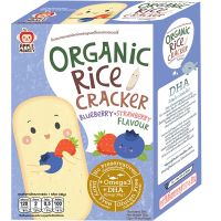 ?สินค้าขายดี? [บลู &amp; สตอเบอร์รี่]✾APPLE MONKEY ข้าวอบกรอบออร์แกนิก ORGANIC RICE CRACKER แครกเกอร์ข้าวหอมมะลิ ผักผลไม้ออร์แกนิก ขนมวัย6M+