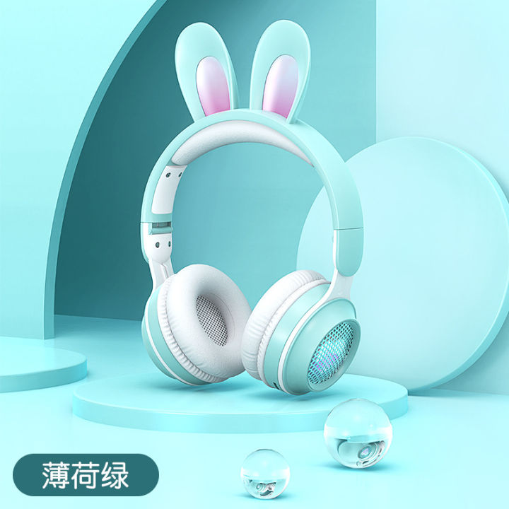 หูฟัง-ke-11โมเดลส่วนตัว-led-หูกระต่ายหูฟังบลูทูธเรืองแสงหูฟังเกมคอมพิวเตอร์