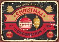 Zhongqingshop Retro Christmas Metal Tin Signboard-ตกแต่งผนังคริสต์มาสสำหรับบาร์,ร้านอาหาร,คาเฟ่,บ้าน,บ้านไร่