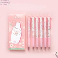 COKERCOOK 6Pcs พลาสติกสำหรับตกแต่ง ปากกาน่ารักๆ สีชมพูอมชมพู ปากกาแปลกใหม่ สร้างสรรค์และสร้างสรรค์ ปากกาหมึกน่ารักแปลกใหม่ ออฟฟิศสำหรับทำงาน