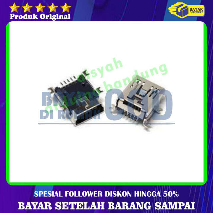 Konektor Mini Usb Type B Female Socket Smd 5 Pin 4 Kaki Smt Siku Pcb 