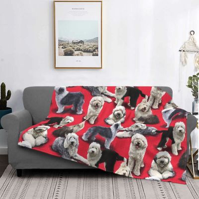 The Old English Sheepdog Blanket Fleece Textile Decor Bobtail Dog Multi-function Throw Blanket for Bedding Office Bedspreads
