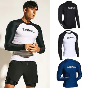 Men Short Sleeve Surf Tops Dive Suit Rashguard Swim Shirt Short Pants  Shorts Set