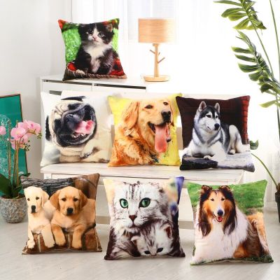 45x45cm Cute Puppy Cat Dog Cushion Cover Animal Pillowcase Short Plush Home Living Room Sofa Decor