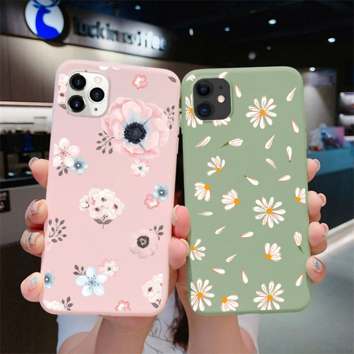 สีชมพูสีเขียวนุ่มเคสซิลิโคนสำหรับsamsung-galaxy-a50-a30s-a20-a30-a50s-a20e-a20s-a21s-a51-a71-a10-a6-a7-a9-j5-j7-j4-j6-j8-m31-s20-fe-s10-s9-s8-plusหมายเหตุ8-9-20-10-liteดอกเดซี่น่ารักโทรศัพท์เคส