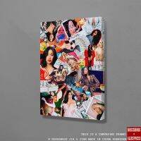 Cardi B แร็ปเปอร์โปสเตอร์โบราณภาพวาดศิลปะบนผนังกรอบผ้าใบสำหรับวัยรุ่นบ้านการศึกษาศิลปะห้องพักหอพักกรอบไอเดียของขวัญพิมพ์ของตกแต่งแบบไม้